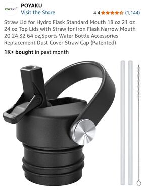Black Straw Lid Replacement for Hydro Flask and Sports Bottles
